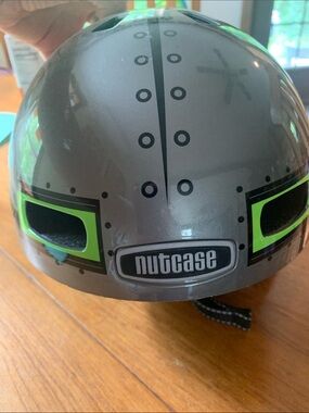 Nutcase Grey Helmet with Neon Green Accents size Y